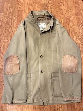 Vintage Orvis Zambezi Field Jacket Mens XL Heavy Canvas Leather Elbow Patch 42R